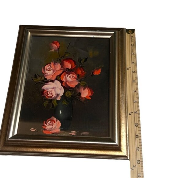 Hand Painted Framed floral Painting 13”x11” Cottagecore, Dark academia - Picture 2 of 4